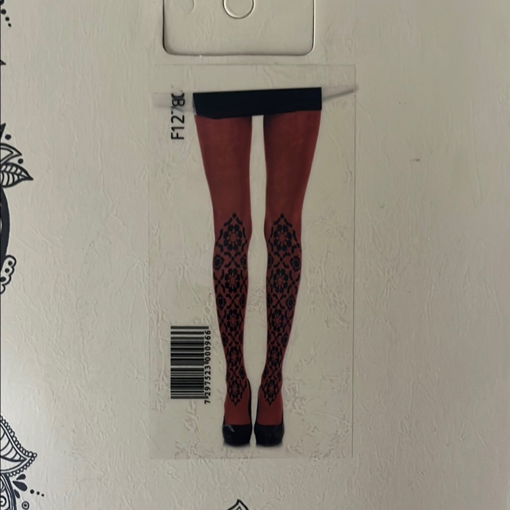 Brown Patterned Tights - Picture 3 of 4